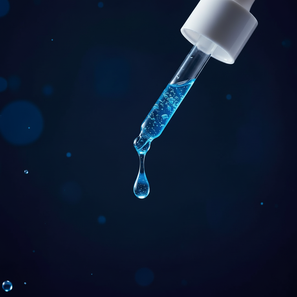 Dropper siero blu - close up