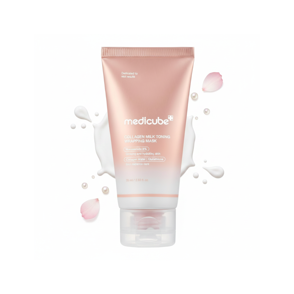 Medicube Collagen Milk Toning Wrapping Mask — Sfondo Bianco Puro