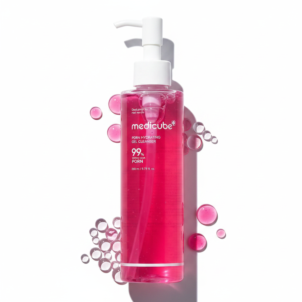 Medicube PDRN Hydrating Gel Cleanser — Vetro Sfondo Bianco